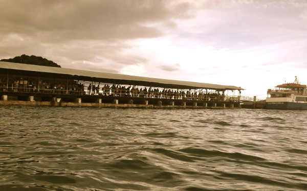 Taboga Island Ferry waiting ling on holiday weekend