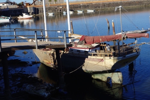 Sailboat Golden Eagle after damage in Hurricane Odile